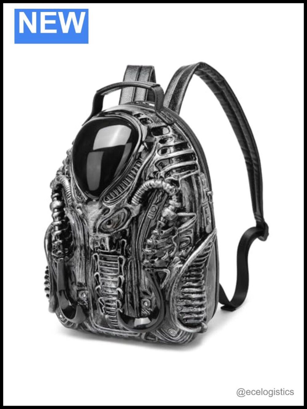 Alien Shape Novelty Faux Leather Backpack Purse Handbag Unisex Adults